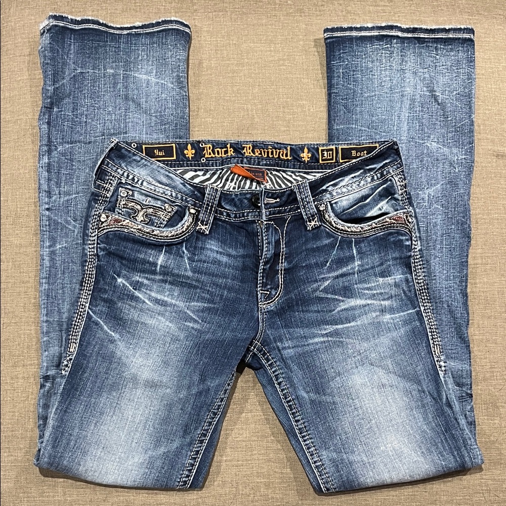 Rock Revival Women's Distressed Blue Boot Cut Jeans